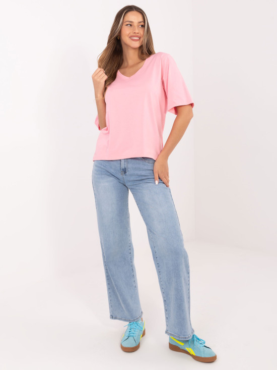 Damen-T-Shirt in Rosa mit V-Ausschnitt