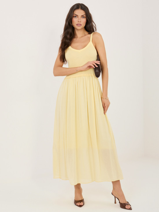 Maxi-Sommerkleid in Hellgelb mit Futter