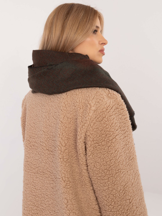 Khaki Viskoseschal mit geometrischem Muster