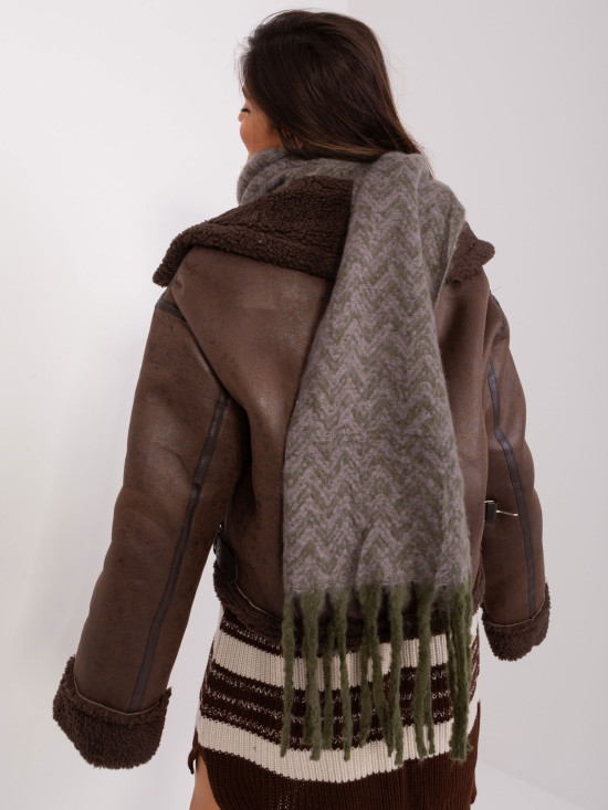 Damen Winter Schal in Khaki-Lila