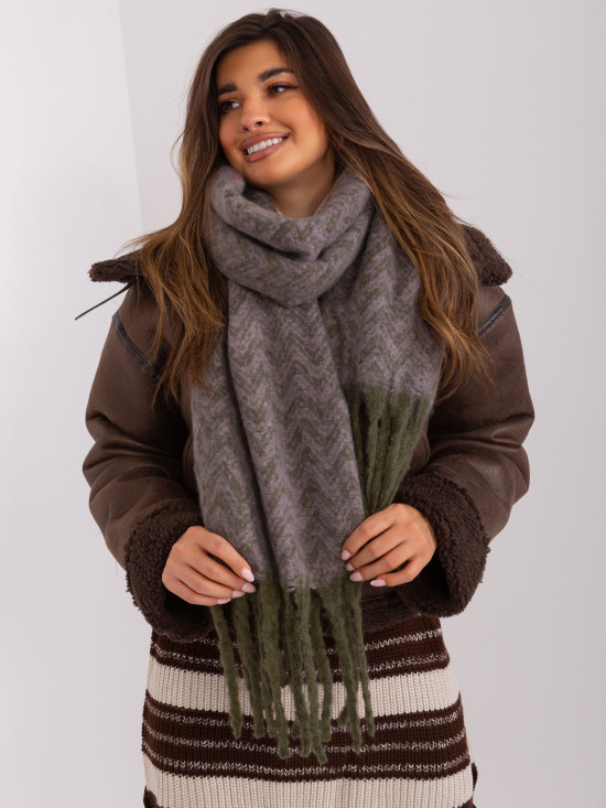 Damen Winter Schal in Khaki-Lila