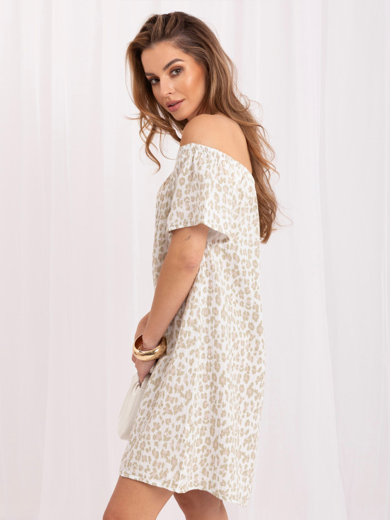 Khaki Oversize-Kleid mit Animal-Print