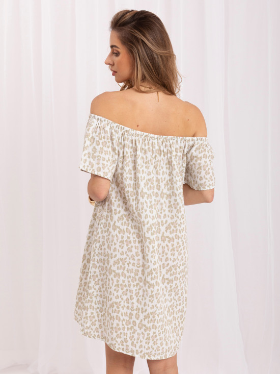Khaki Oversize-Kleid mit Animal-Print