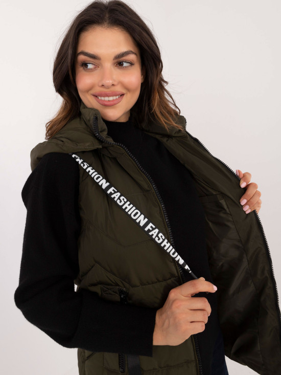 Steppweste mit Kapuze khaki