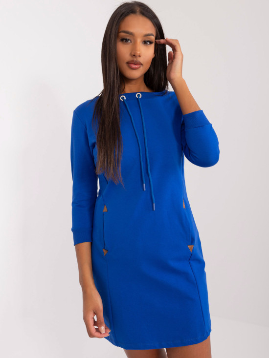Kobaltblaues Minikleid mit 3/4-Ärmeln