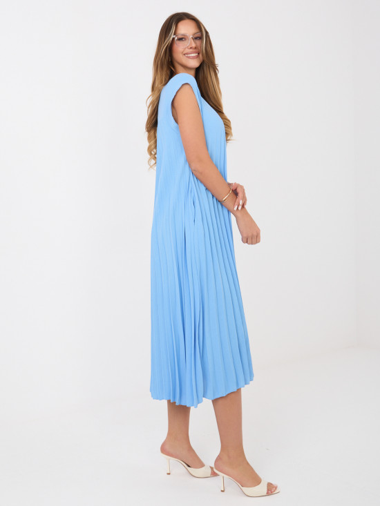 Blaues ärmelloses Cocktail-Midikleid