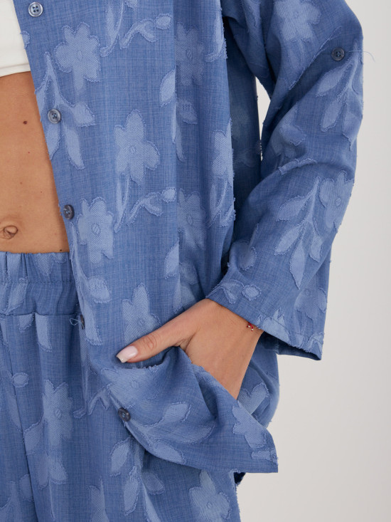 Damen-Komplettset in Blau mit Hemd und Hose