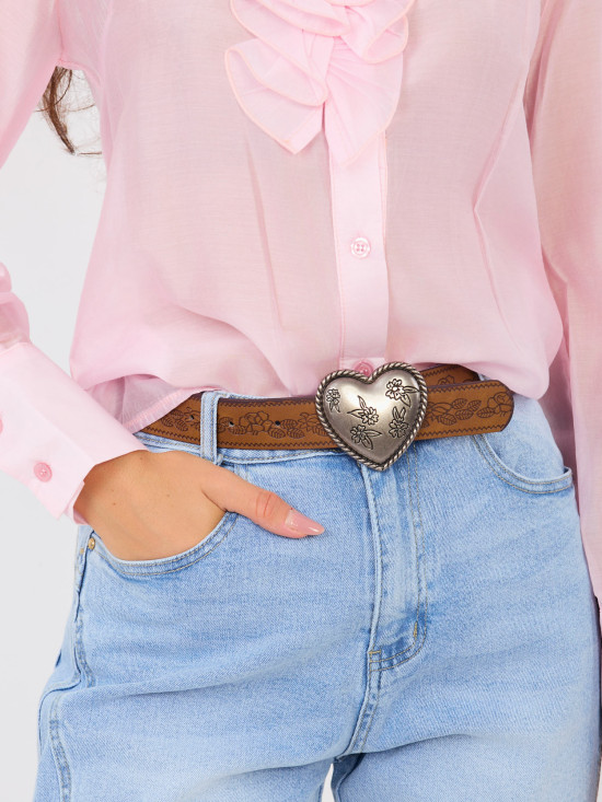 Damen-Mom-Jeans mit hohem Bund und Gürtel, blau