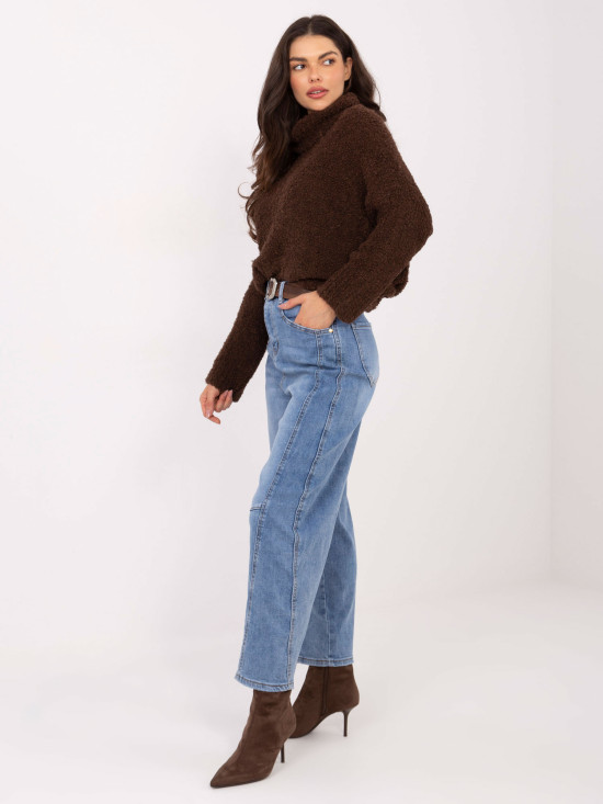 Damen-Balloonfit-Jeans mit hohem Bund, blau