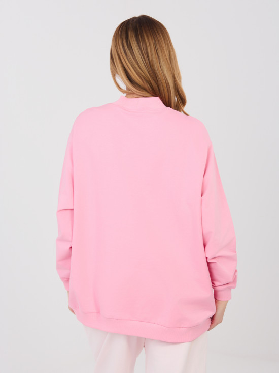 Langes rosa Sweatshirt mit Stehkragen
