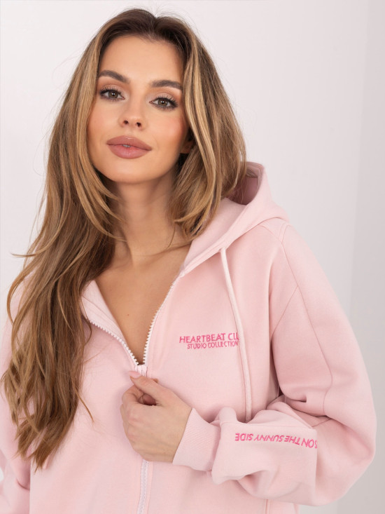Kurzes rosa Kapuzen-Sweatshirt mit Reißverschluss