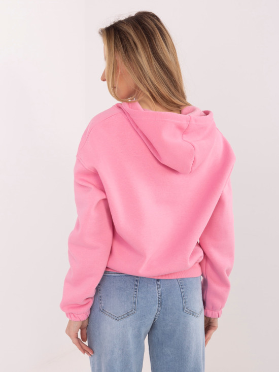 Kurzes rosa Kapuzen-Sweatshirt mit Reißverschluss