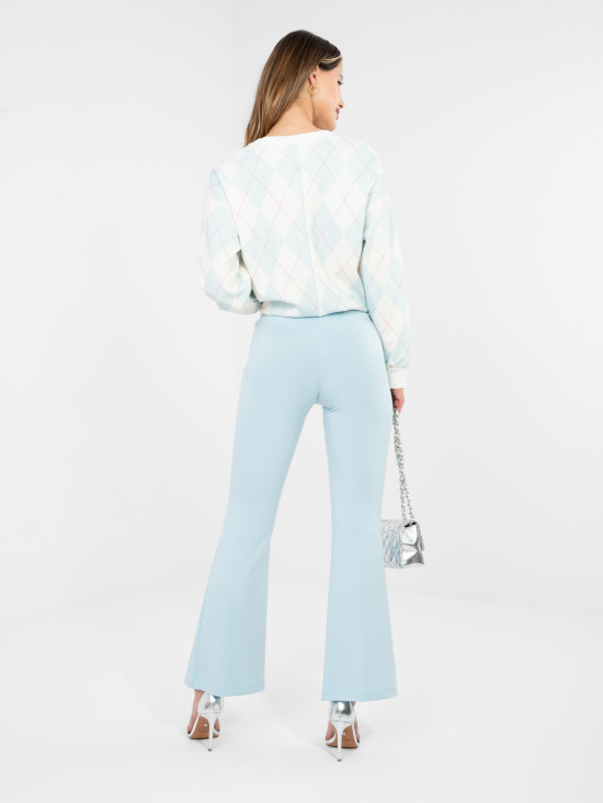 Damenweite Jogginghose in Hellblau mit hohem Bund