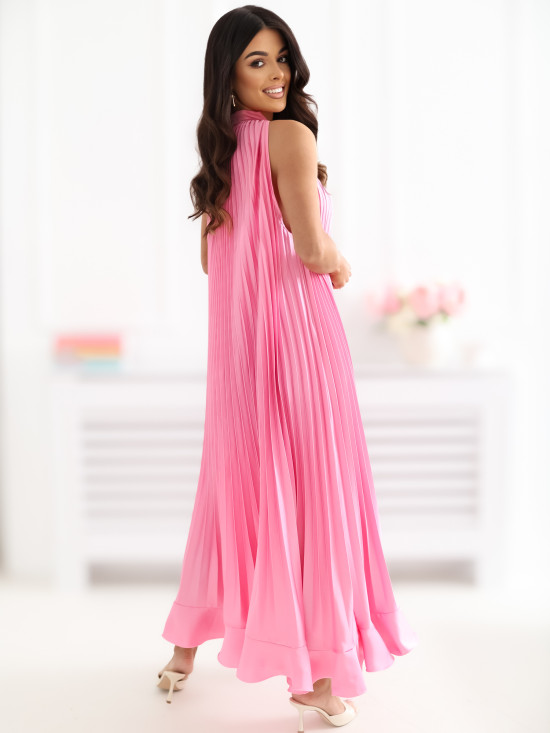 Rosa ärmelloses Midi-Cocktailkleid