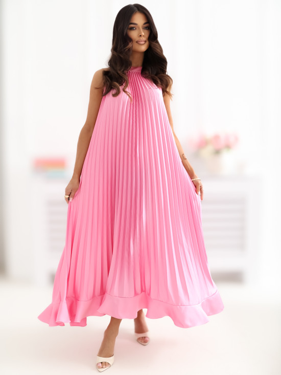 Rosa ärmelloses Midi-Cocktailkleid