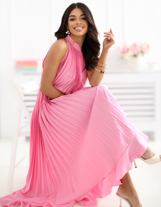 Rosa ärmelloses Midi-Cocktailkleid