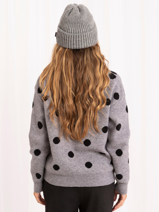 Graue Wintermütze mit Applikation