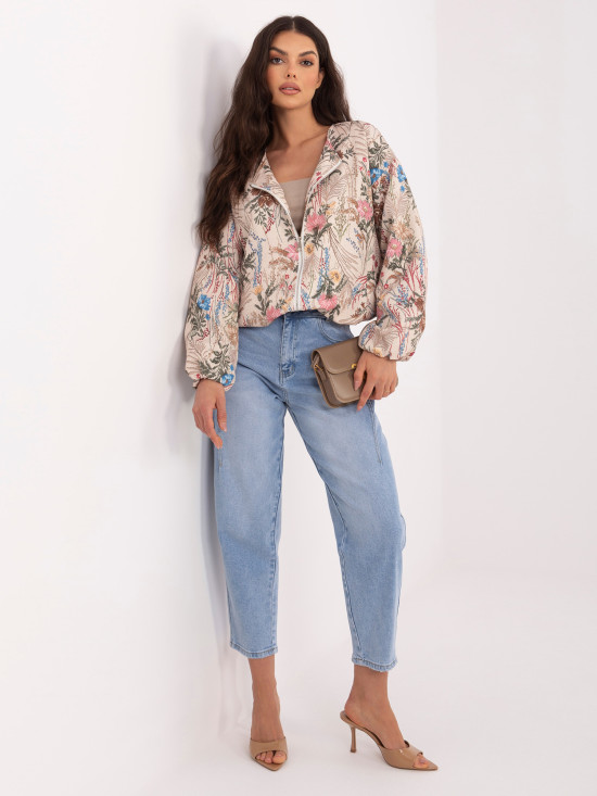 Grüne geblümte Bomberjacke mit Futter