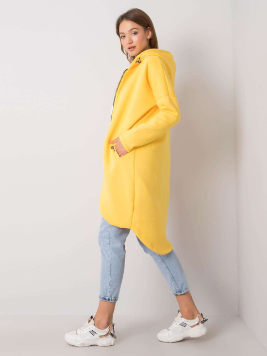 Gelbes langes Kapuzen-Sweatshirt mit Reißverschluss