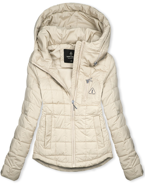 Gesteppte Frühlingsjacke mit Kapuze Cremegelb