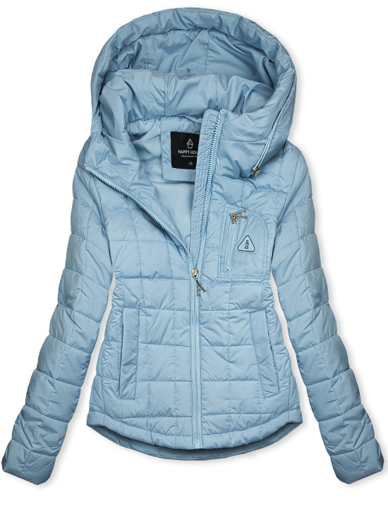 Gesteppte Frühlingsjacke mit Kapuze Blau