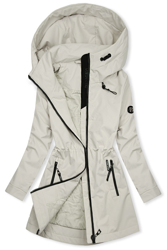 Damen Übergangsparka mit Kapuze – Ecru