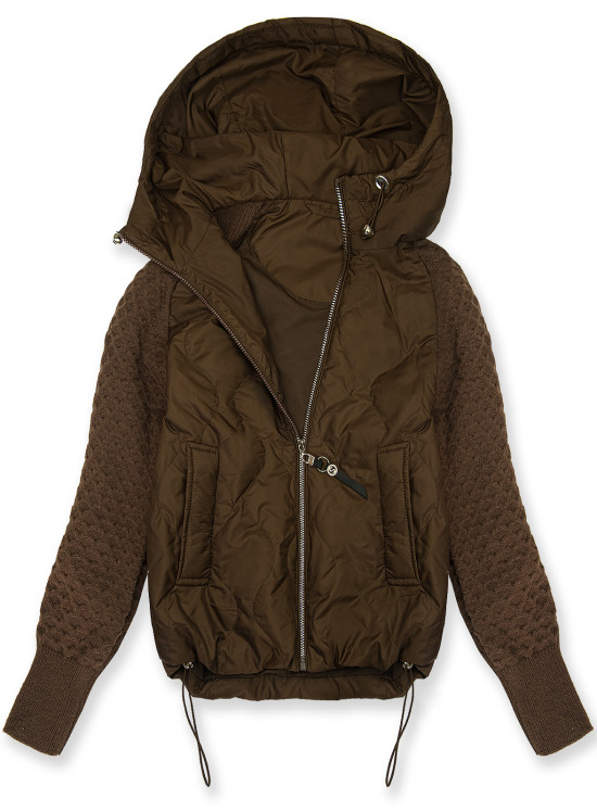 Damen-Übergangsjacke mit Strickärmeln Braun