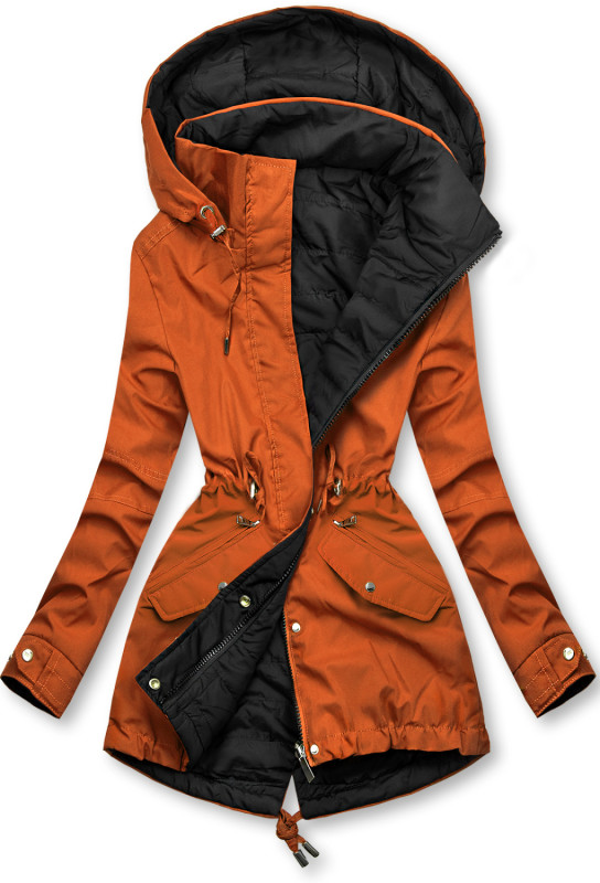 Wendejacke mit abnehmbarer Kapuze Terrakotta/Schwarz