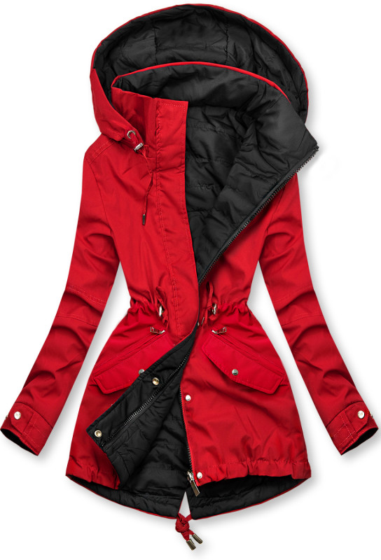 Wendejacke mit abnehmbarer Kapuze Rot/Schwarz