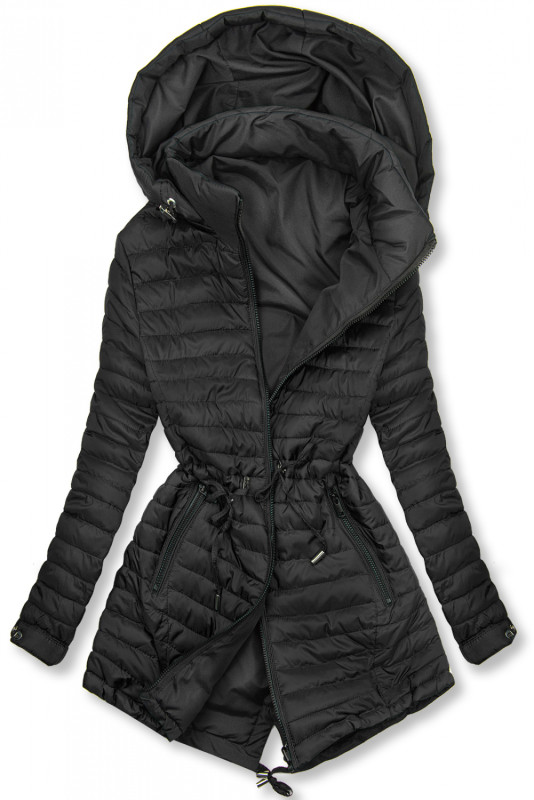 Beidseitig tragbare Frühlings-Wendeparka schwarz