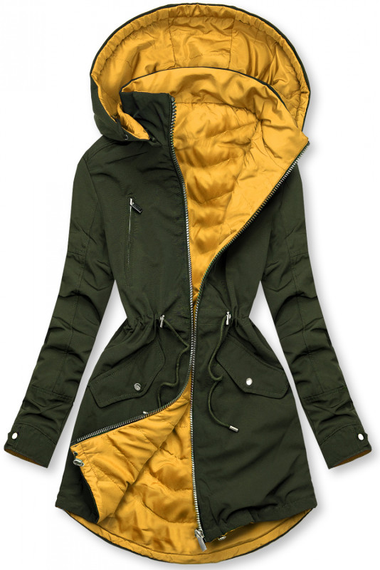 Wendejacke mit Kapuze khaki/gelb