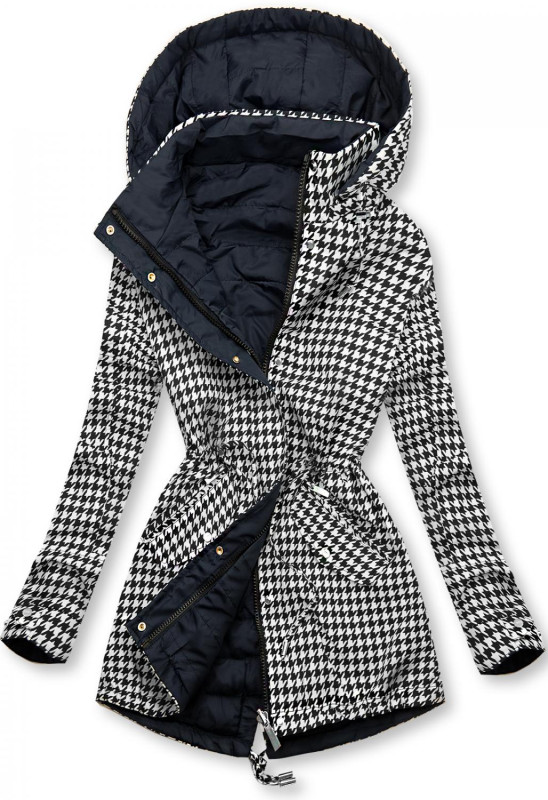 Parka mit Hahnentrittmuster/dunkelblau