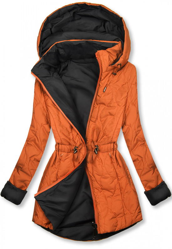 Parkajacke in gesteppter Optik orange/schwarz