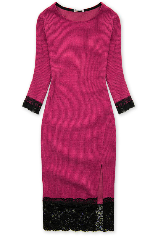 Midikleid mit Spitze Pink