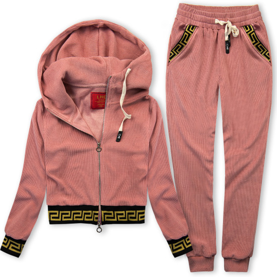 Freizeitanzug mit gemustertem Saum Altrosa