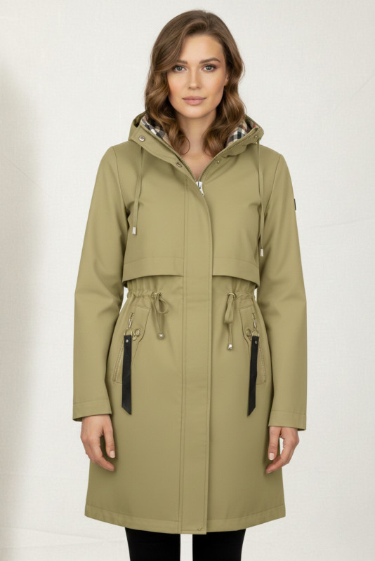 Trenchcoat mit kariertem Futter, dark beige