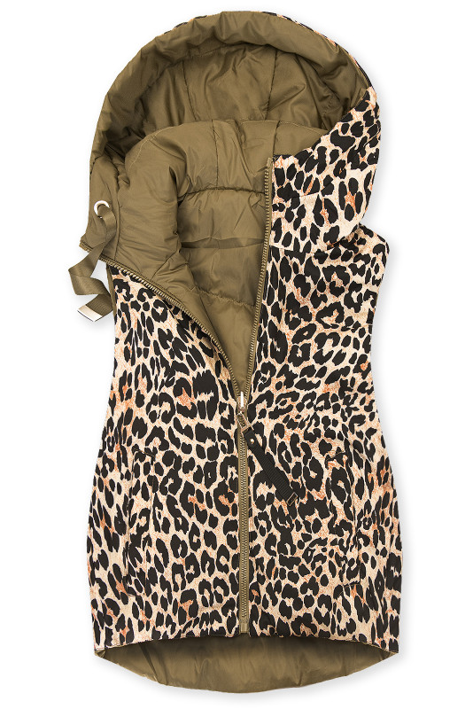 Wende-Weste mit Leopardenmuster, Braun