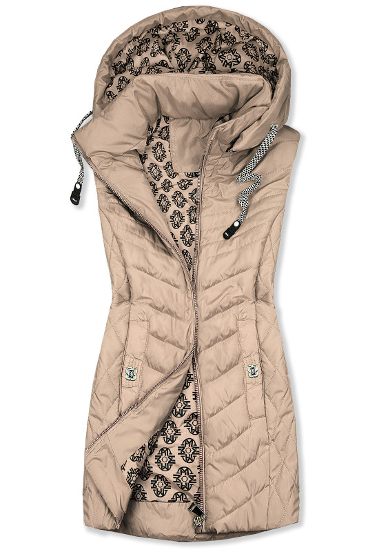 Weste mit Kapuze Beige