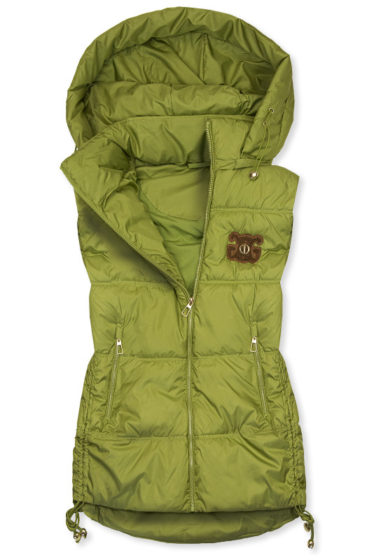 Gesteppte Damenweste mit abnehmbarer Kapuze Grün