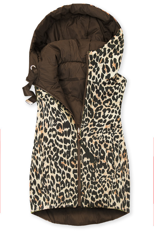 Wende-Weste mit Leopardenmuster, Schokoladenbraun