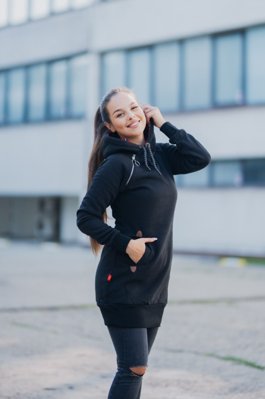 Sweatshirt/Sweatkleid mit Karomuster Braun