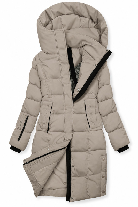 Damen-Winterjacke mit Kapuze DESIGN Beige