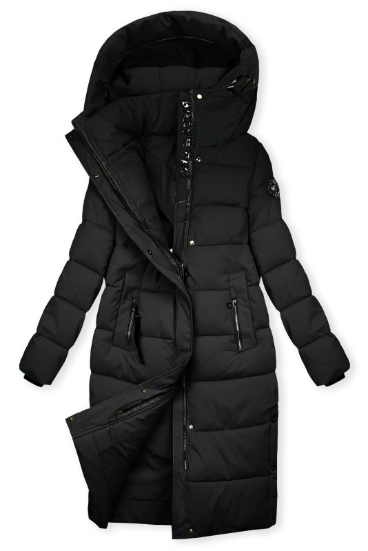 Schwarze Damen-Winterjacke mit Kapuze STORM