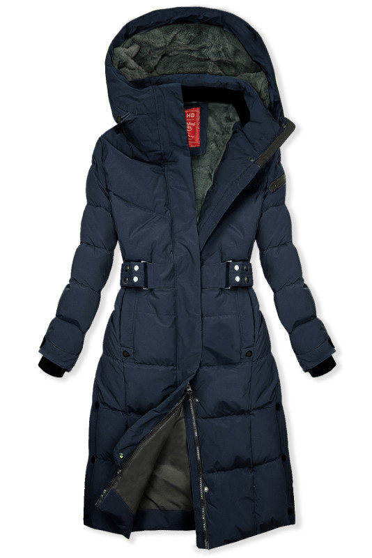 Dunkelblaue Winterjacke mit Gürtel