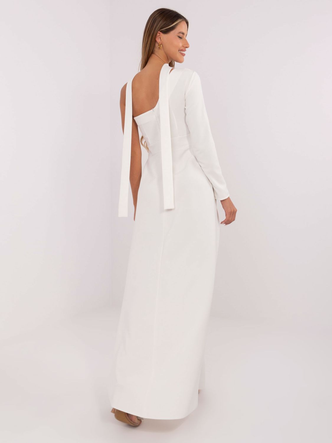 Ecru Maxi Abendkleid mit einem Träger