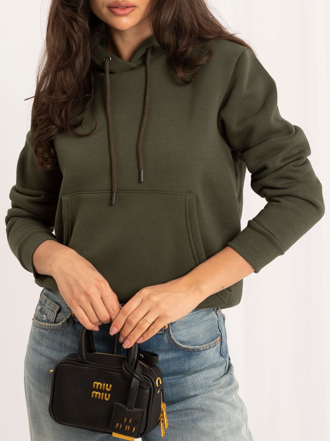 Khaki Damen Sweatshirt mit Kapuze RUE PARIS