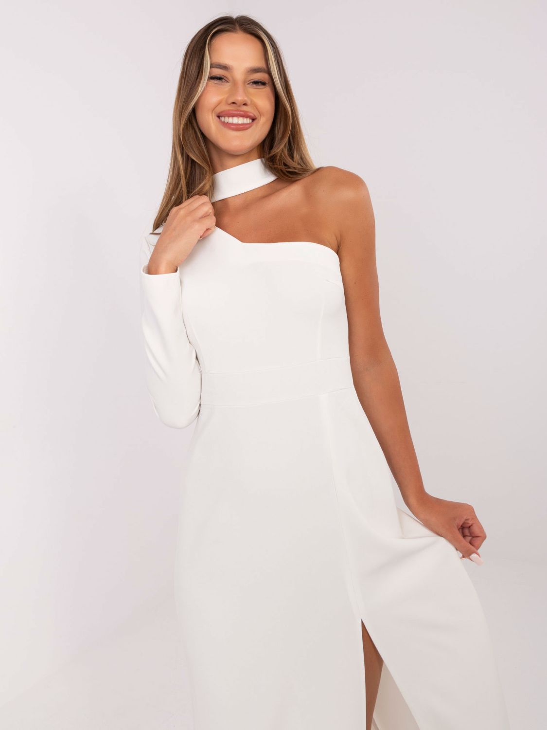 Ecru Maxi Abendkleid mit einem Träger