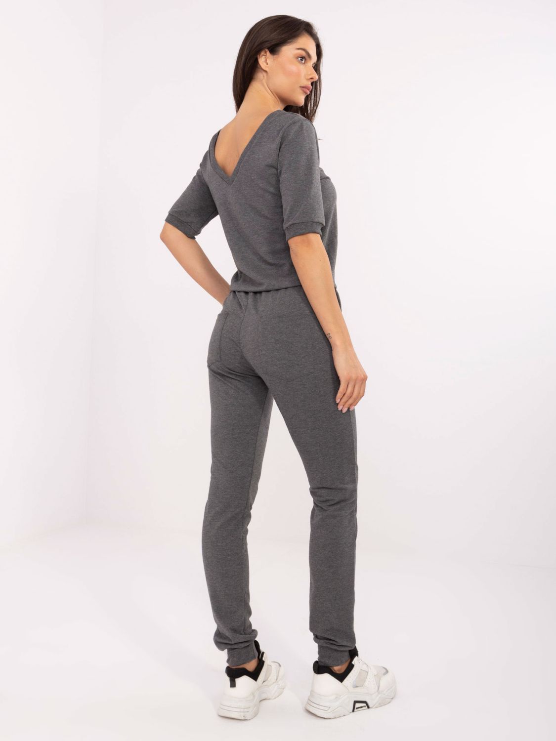 Dunkelgrauer melierter Damenoverall