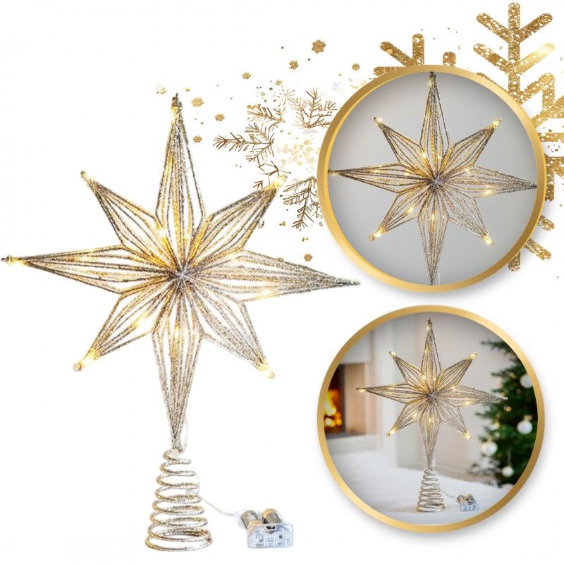 Goldener LED Stern für den Baum