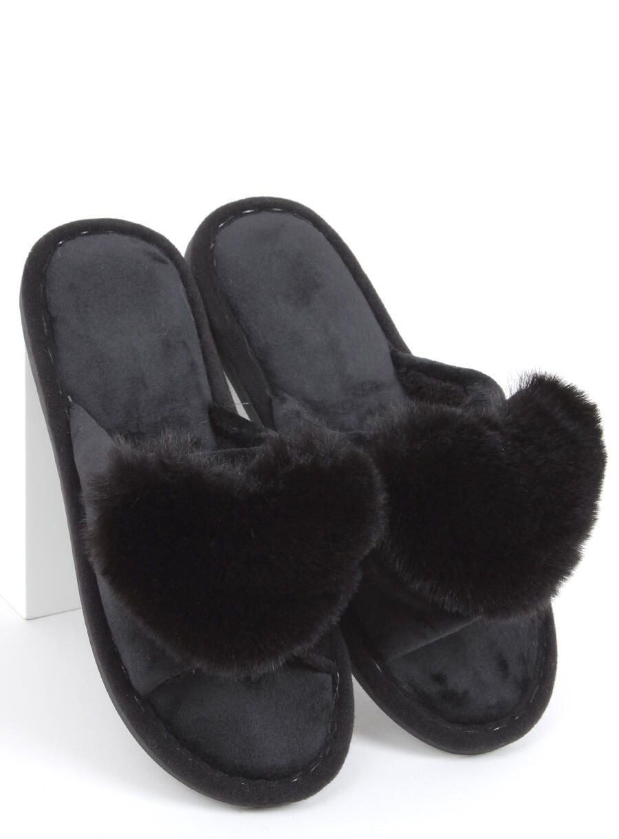 Hausschuhe mit Herz Schwarz